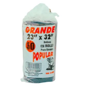 Bolsa Plastica Negra Popular (22.5"x28") HD 1x50 Rollo.